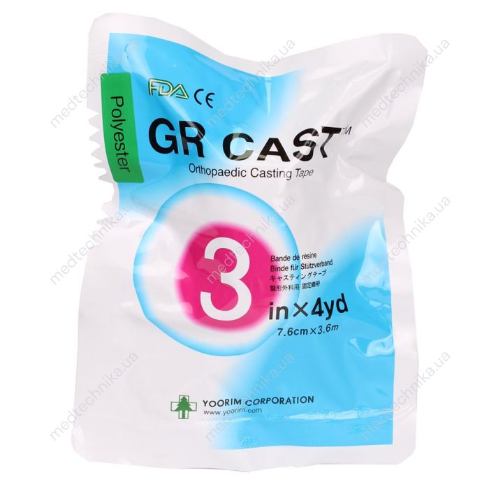 Ортопедичний медичний бинт GR CAST, (полієстер)3"x4 ярди; 360 см x 7.6 см